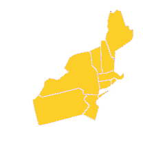 northeast states in yellow