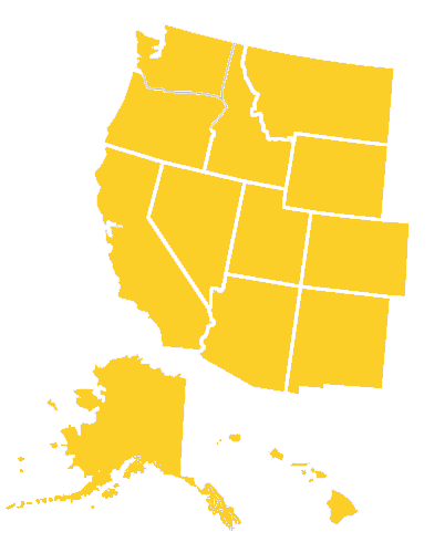 yellow map with western states
